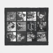 Familie 11 Foto Collage Zwarte Fleece Deken (Voorkant (Horizontaal))