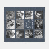 Familie 11 Fotocollage Donkerblauwe fleece deken (Voorkant (Horizontaal))