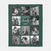 Familie 11 Fotocollage Donkergroene fleece deken (Voorkant)