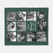 Familie 11 Fotocollage Donkergroene fleece deken (Voorkant (Horizontaal))