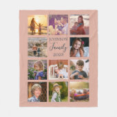 Familie 11 Fotocollage Dusty Pink Fleece Deken (Voorkant)