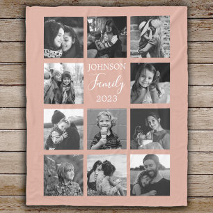 Familie 11 Fotocollage Dusty Pink Fleece Deken