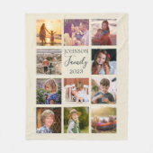 Familie 11 Fotocollage Off-White Fleece Deken (Voorkant)