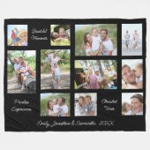 Familie 11 Fotocollage Sentimentele Citaten Zwart Fleece Deken (Voorkant (Horizontaal))