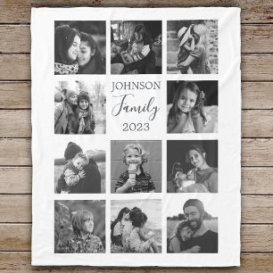 Familie 11 Fotocollage zwart fleece deken