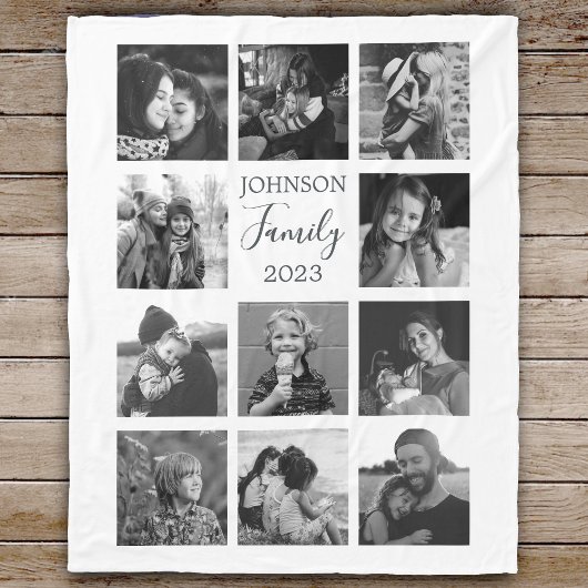 Familie 11 Fotocollage zwart fleece deken