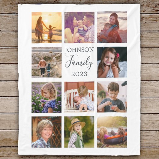 Familie 11 Fotocollage zwart fleece deken
