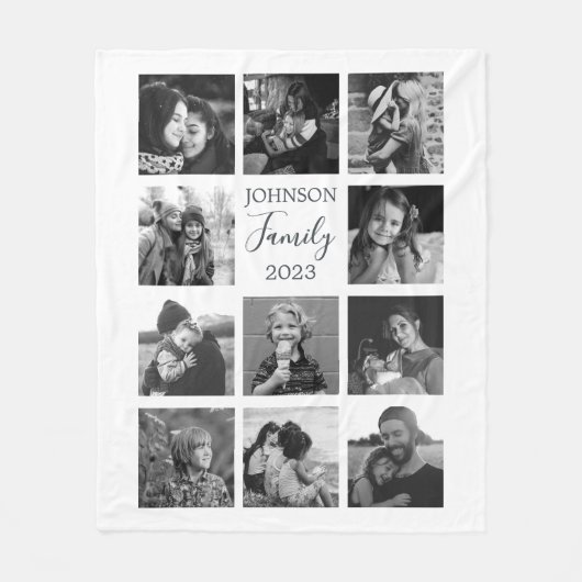 Familie 11 Fotocollage zwart fleece deken (Voorkant)
