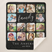 Familie 14 Foto Collage Black Sherpa Deken (Voorkant)