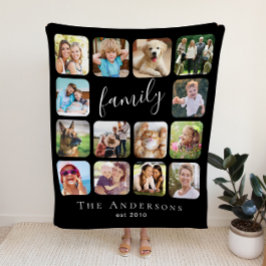 Familie 14 Foto Collage Black Sherpa Deken