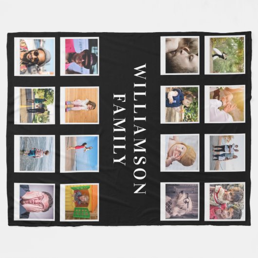 Familie 16 Fotocollage gepersonaliseerd groot Fleece Deken (Voorkant (Horizontaal))