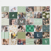 Familie 18-Foto Collage Patchwork Dekbedstijl Fleece Deken (Voorkant (Horizontaal))