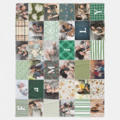 Familie 18-Photo Collage Patchwork Quilt Style Fleece Deken (Voorkant)
