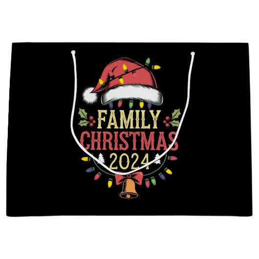 Familie 2024 Kerstmis Matching Outfits Team Santa Groot Cadeauzakje (Voorkant)