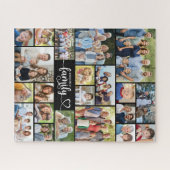 Familie 21 Foto Script Hart Naam Legpuzzel (Horizontaal)
