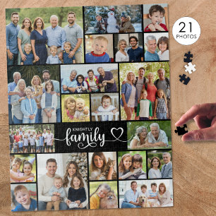 Familie 21 Foto Script Hart Naam Legpuzzel
