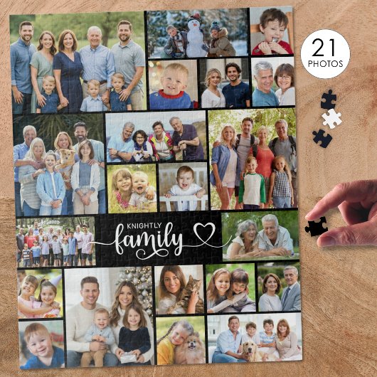 Familie 21 Foto Script Hart Naam Legpuzzel