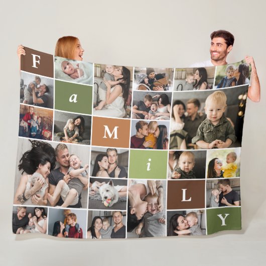 Familie 22-foto collage fleece deken (In situ)