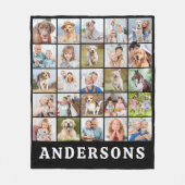 Familie 25 Fotocollage Gepersonaliseerde Naam Zwar Fleece Deken (Voorkant)