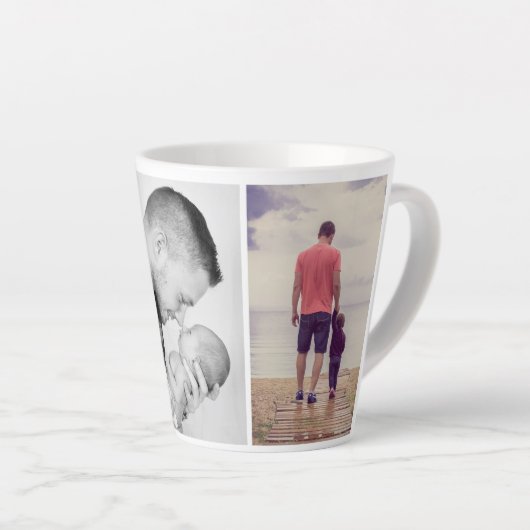 Familie 2 Foto Collage van beste vader vaders Dag Latte Mok (Rechterhoek)