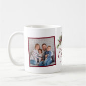 Familie 2 foto Kerstmis Pine Elegant Script Koffiemok (Links)