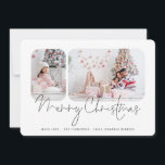 Familie 2 Foto's Manuscript Zure Kerstkaart<br><div class="desc">Moderne Familie 2 het Manuscript van de Foto's Merry Kerstmis. Een stijlvol rond gemaakt gekruist masker wordt automatisch geplaatst op uw afbeeldingen wanneer u hen uploadt. Vervang eenvoudig de twee steekproeffoto's met uw eigen en personaliseer met uw groet en namen bij de bodem. Vrolijk kerstfeest is in een stijlvol script....</div>
