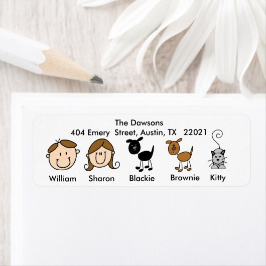  Familie 2 Honden, 1 Kat Adresetiketten Etiket (Insitu)