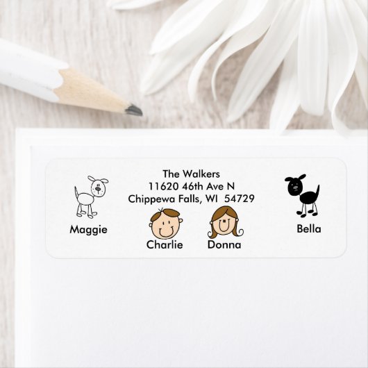 familie 2 Honden Adresetiketten Etiket (Insitu)
