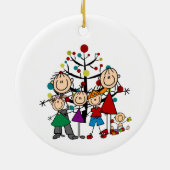 Familie 2 Volwassenen 4 Kinderen Keramisch Ornament (Achterkant)