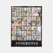 Familie 33 Foto Collage Persoonlijke Naam Zwart Fleece Deken (Voorkant)