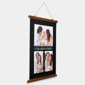 Familie 3 Foto Collage Best Mam Ever Moederdag Hangend Wandkleed (Gebogen)