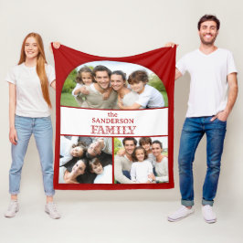 Familie 3 Foto Collage Fleece Deken