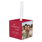 Familie 3 Foto Rode Kerstmis Decoratie (Voorkant hoekig)