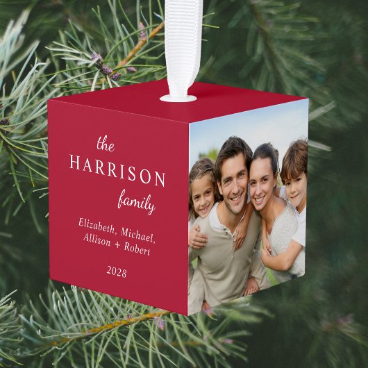 Familie 3 Foto Rode Kerstmis Decoratie