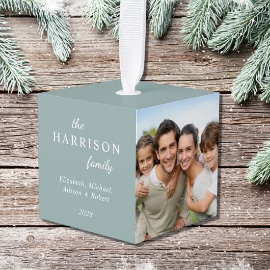 Familie 3 Foto Sage Groene Kerstmis Decoratie