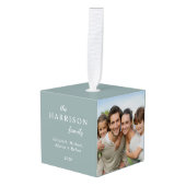 Familie 3 Foto Sage Groene Kerstmis Decoratie (Voorkant hoekig)