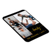 Familie 3 Fotocollage Zwart Goud Script Magneet (Rechterzijde)