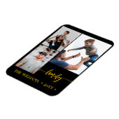 Familie 3 Fotocollage Zwart Goud Script Magneet (Linkerzijde)