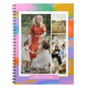 Familie 3 foto's kleurrijke verjaardag modern notitieboek