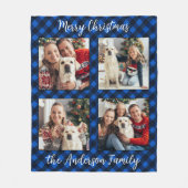 Familie 4 Afbeeldingen Gepersonaliseerde Plaid Chr Fleece Deken (Voorkant)