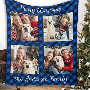 Familie 4 Afbeeldingen Gepersonaliseerde Plaid Chr Fleece Deken