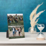 Familie 4 de Naam van de Douane van de Collage van Fotoplaat<br><div class="desc">Gepersonaliseerde Familie 4 de Naam van de Douane van de Collage van de Foto en Groene Plaque van het Citaat</div>