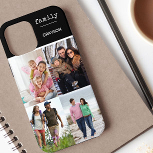Familie 4 Foto Collage Black, gepersonaliseerd Case-Mate iPhone Case