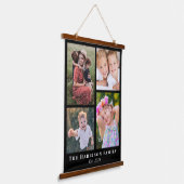 Familie 4 Foto Collage Black Hangend Wandkleed (Gebogen)