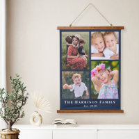 Familie 4 Foto Collage Blue