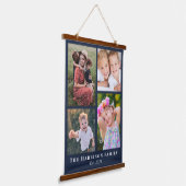 Familie 4 Foto Collage Blue Hangend Wandkleed (Gebogen)
