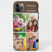 Familie 4 Foto Collage Chocolade Bruin Aangepast Case-Mate iPhone Case (Achterkant)