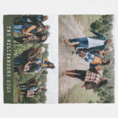 Familie 4 Foto Collage Eigen naam Groen Kerstfeest Fleece Deken (Voorkant (Horizontaal))