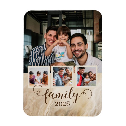 Familie 4 foto collage  magneet (Verticaal)