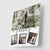 Familie 4 foto collage op maat vierkante klok (Hoek)